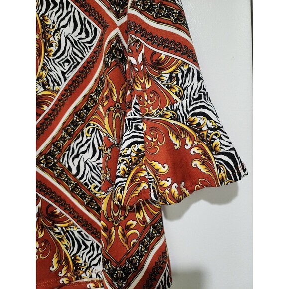 Divide By Zero USA Womens Tunic Top Rusty Brown 3/4 Sleeve Split-Neck Size L - Picture 2 of 7